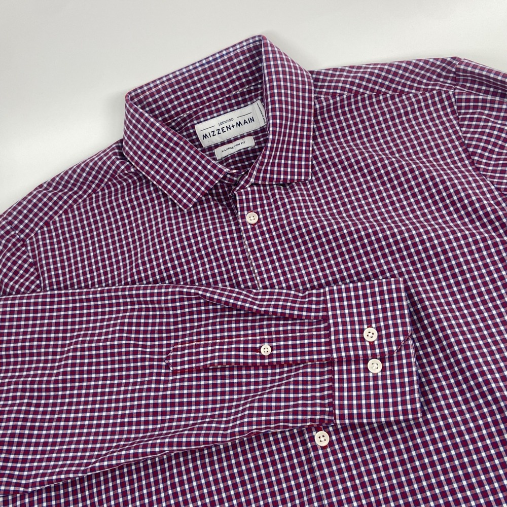 Mizzen+Main Leeward Multicolor Gingham Trim‎ Fit Long Sleeve Dress Shirt X-Large